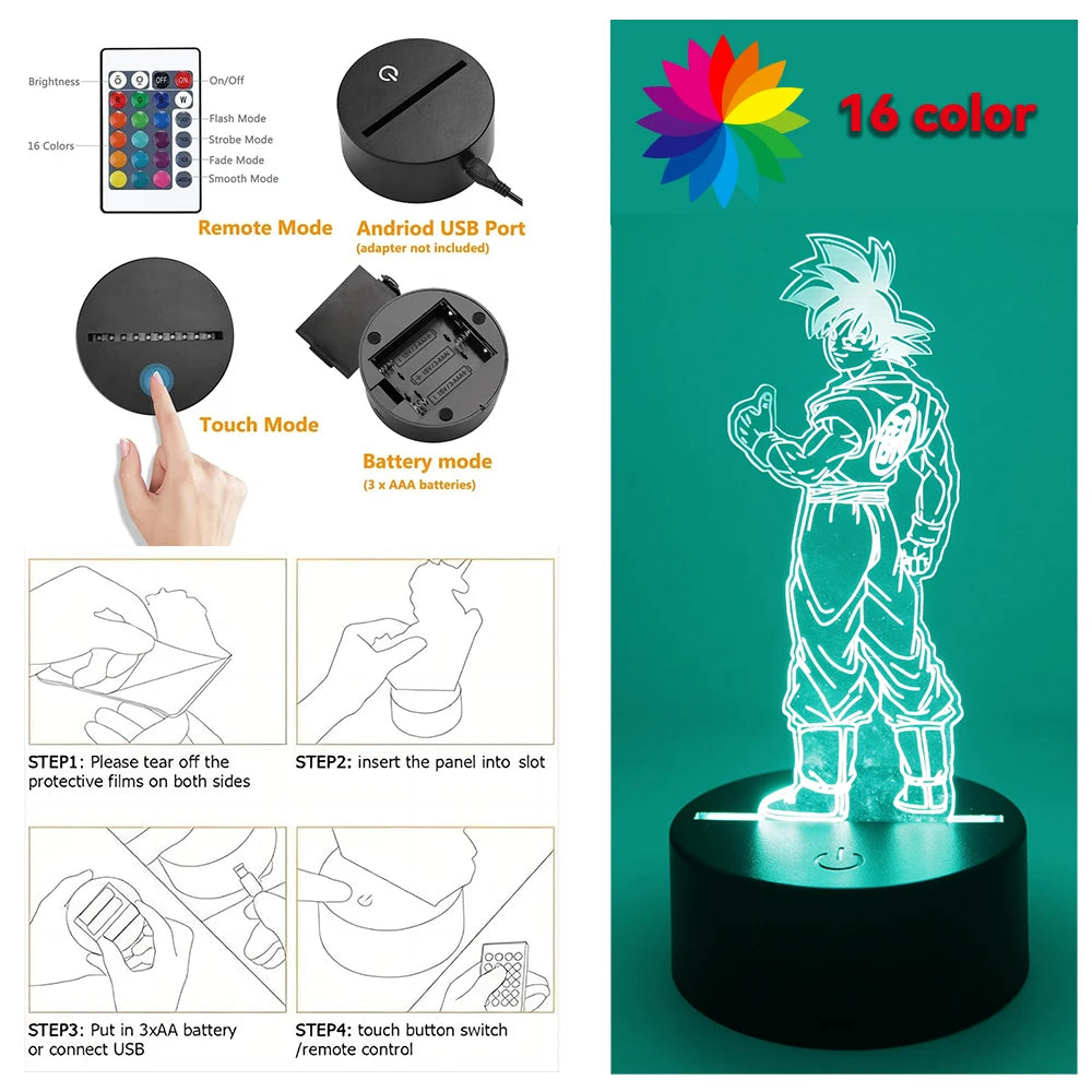 Lámpara LED 3D Goku - Dragon Ball